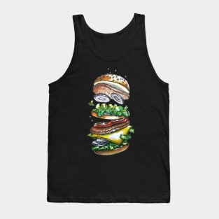 hand watercolour drawing «a hamburger thrown into the air» Tank Top